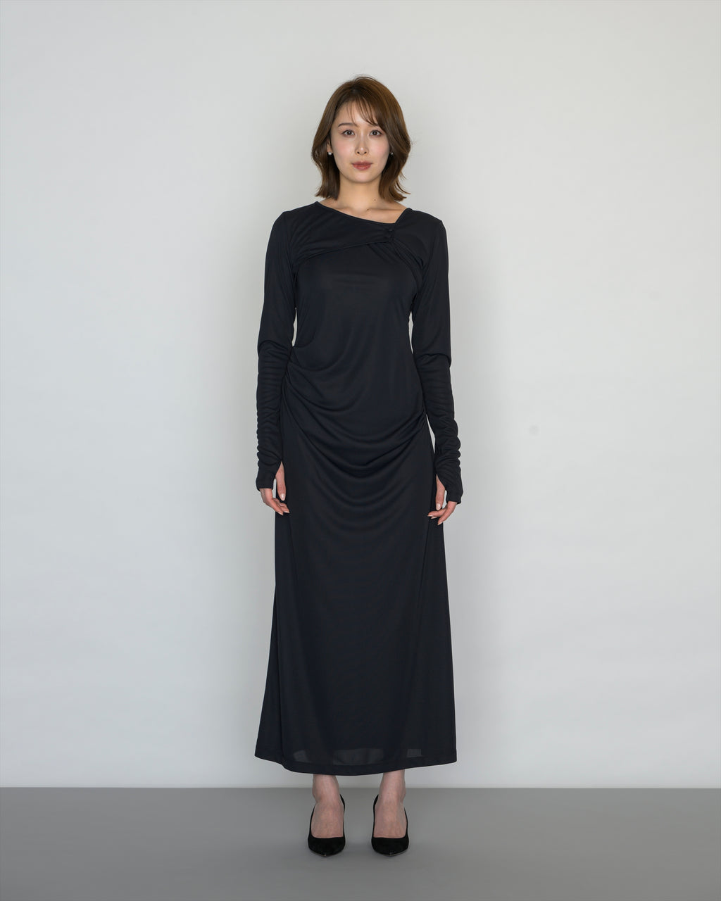 【COMING SOON】ONE SHOULDER SHIRRING DRESS